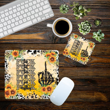 Handmade square mousepad and coaster 2 piece set