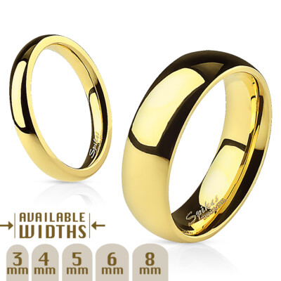 3mm - 8mm Wide 14k Gold Plated Classic Comfort Fit Wedding Ring Band Size 4.5-14