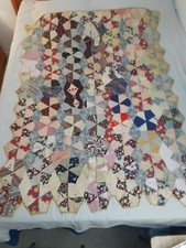 1920's Era Silk /multicolor Baby Crib Quilt With Solid Pale Yellow Silk Back