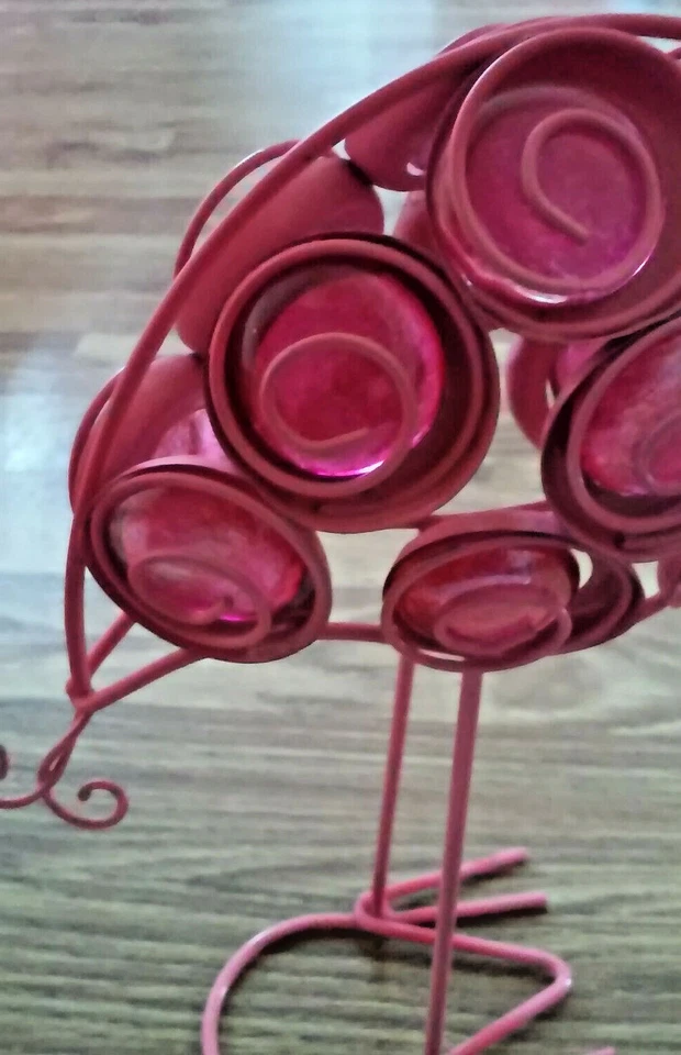 Flamenco Rosa con Bolsa de Regalo Flamenco Metal 12" Alto 8" A través de 3" Grueso Soporta Foto 3 de 4