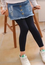 New  Girls Sz 11 Distressed Denim Blue Jean Skirt With Attached Black Leggings