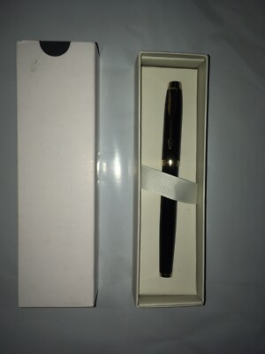 Parker IM Fountain Pen Black Lacquer Gold Trim Fine Nib Blue Ink Refill 1931645