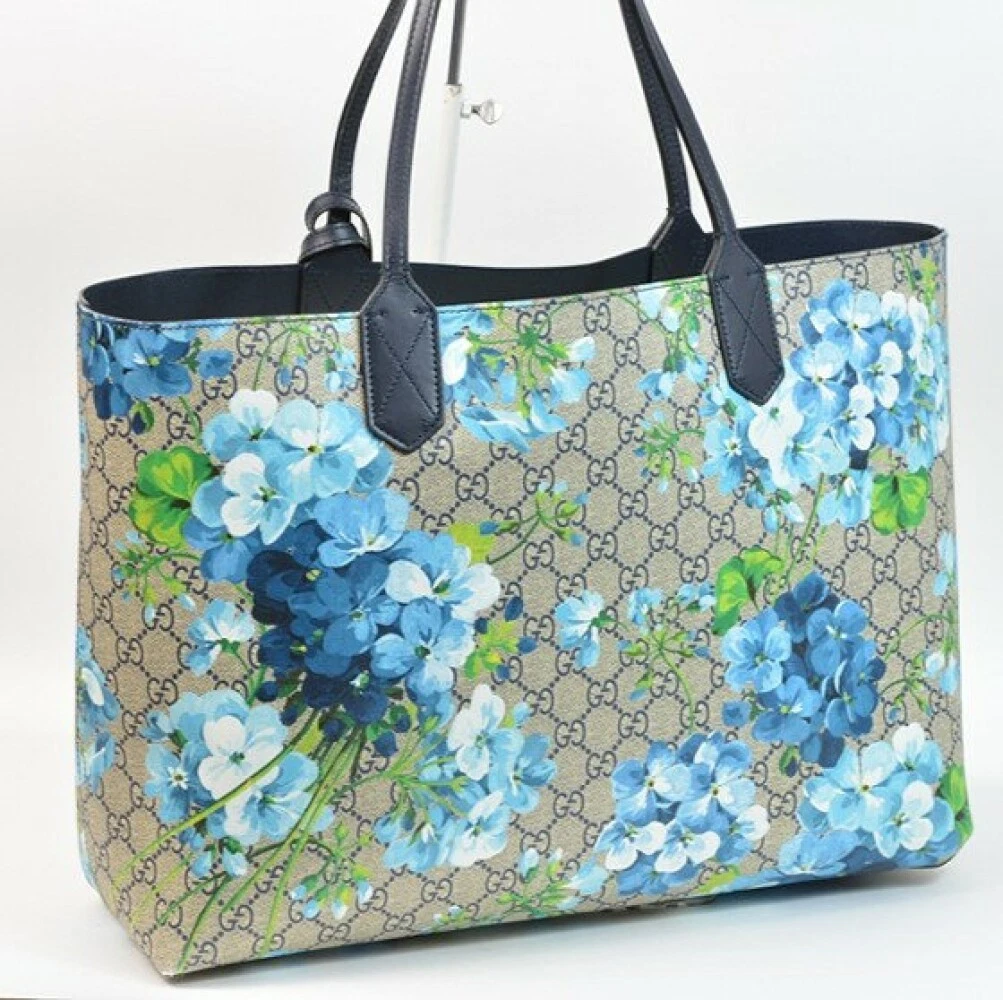 GUCCI GG Blooms Floral Reversible Small Tote Bag GG Supreme PVC