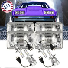 4pcs For Ford Mustang 1979-1986 Black 4x6 Inch Led Headlights Low High Beam A