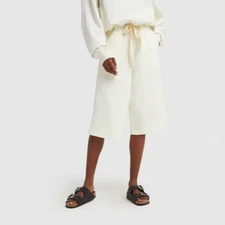 G. Label by Goop Vaught Sweatshorts Wide Leg Cream Size Large