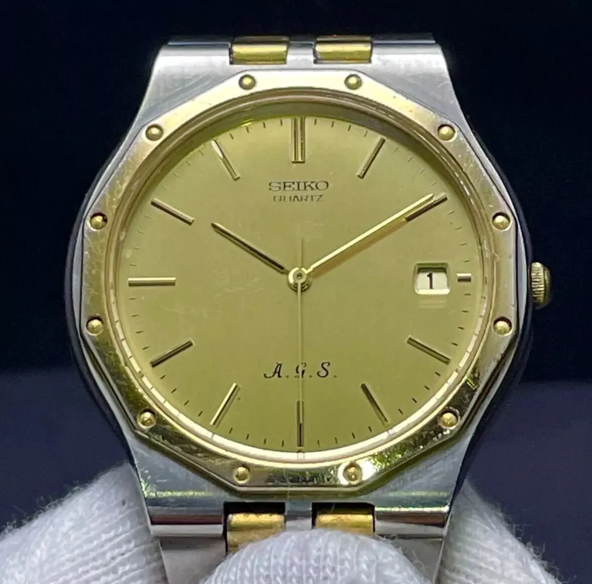 Vintage Seiko royal oak Quartz A.G.S Kinetic Men s Watch 7M22 7A00