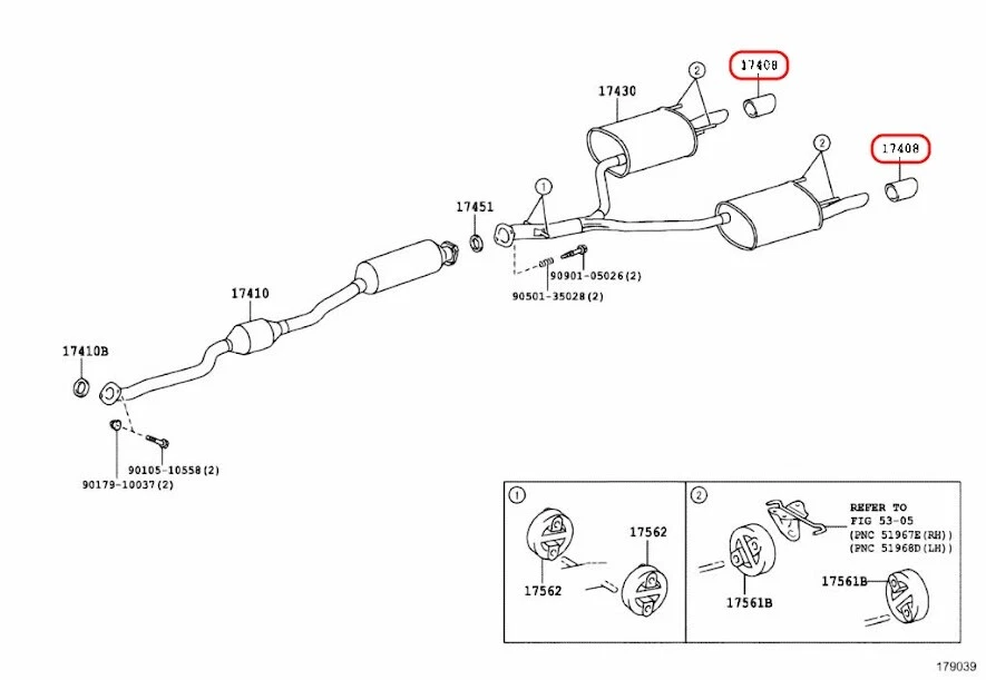 TOYOTA GENUINO AVALON LS430 GS430 TUBO DE ESCAPE DEFLECTOR EXTENSIÓN 17408-74080 OEM Foto 3 de 4