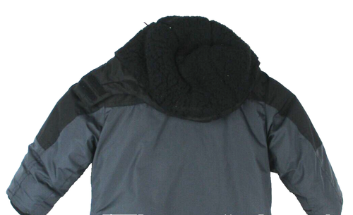 DKNY Cappotto Invernale Cappuccio Isolato Ecopelliccia Logo Doppia Chiusura Grigio Nero Taglia 2T - Foto 11 di 18
