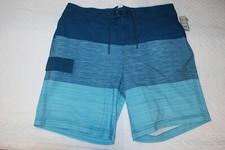 Mens BOARD SHORTS SWIM TRUNKS Blue Aqua MICROSTRIPE Color Block XL 40-42