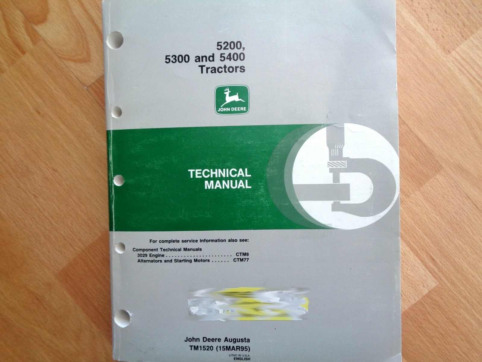 John Deere 5200 5300 5400 tractor technical service repair manual TM1520  OEM ** | eBay