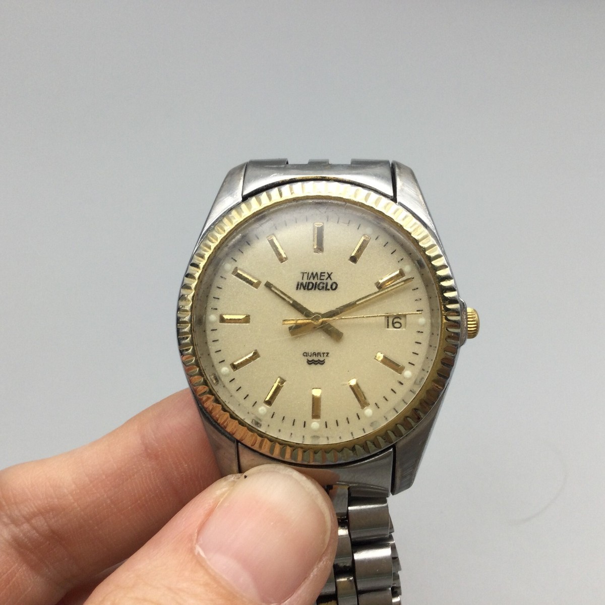 TIMEX INDIGLO ゴールド Timex Indiglo Watch Men Stretch Stainless Steel Gold WR