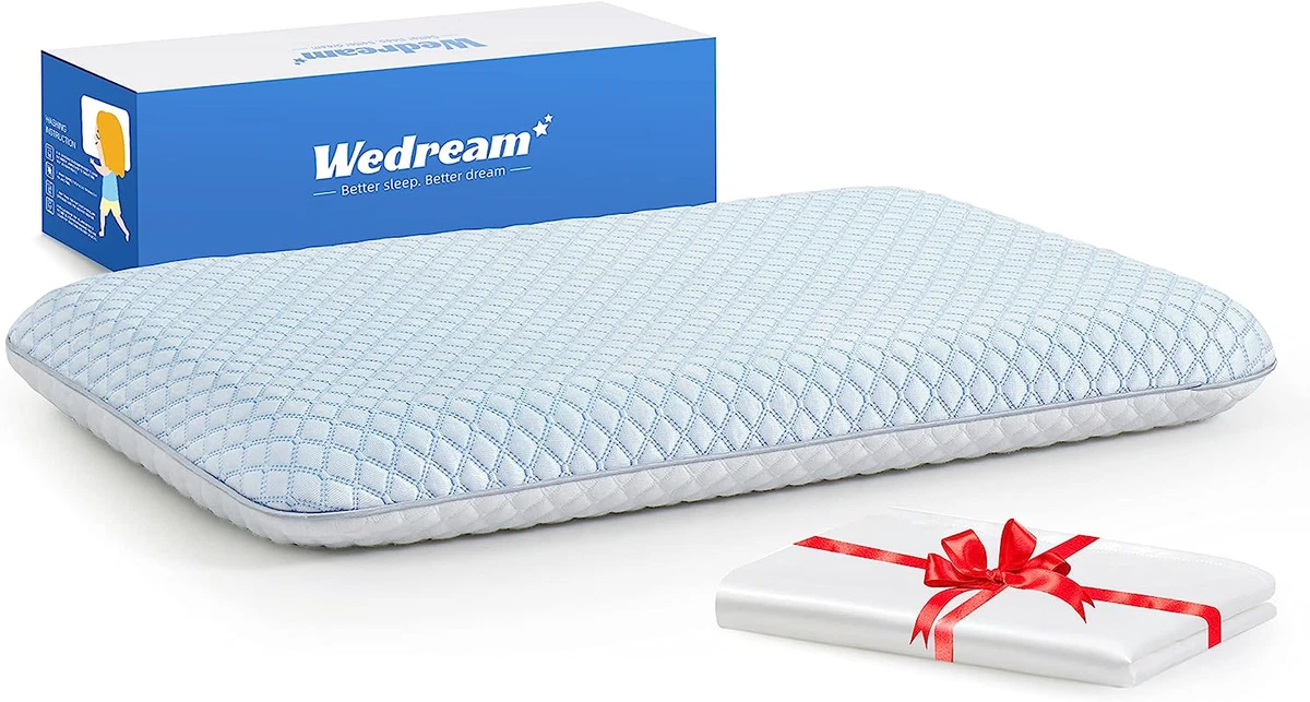 Thin Gel Memory Foam Pillow for Stomach and Back Sleepers eBay