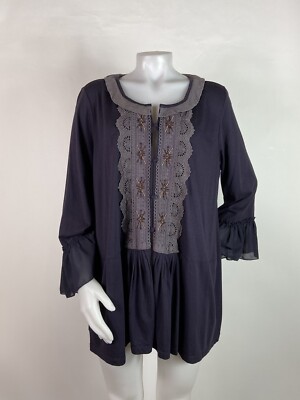 Logo Lavish Size 1X Purple Embellished Cardigan Pockets 3/4 Sleeves Pockets