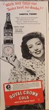 1944 Royal Crown Cola Soda Pop Vintage Ad Loretta Young