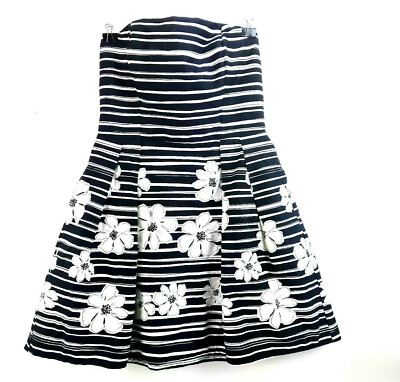 Taylor Nordstrom Strapless Dress Black and White floral Size 12 Above Knee  | eBay