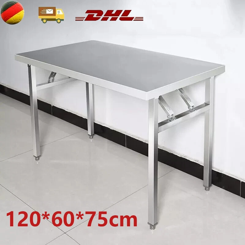 120*60 CM Klappbar Edelstahl Arbeitstisch Esstisch Küchentisch Schublade Tisch - Bild 3 von 4