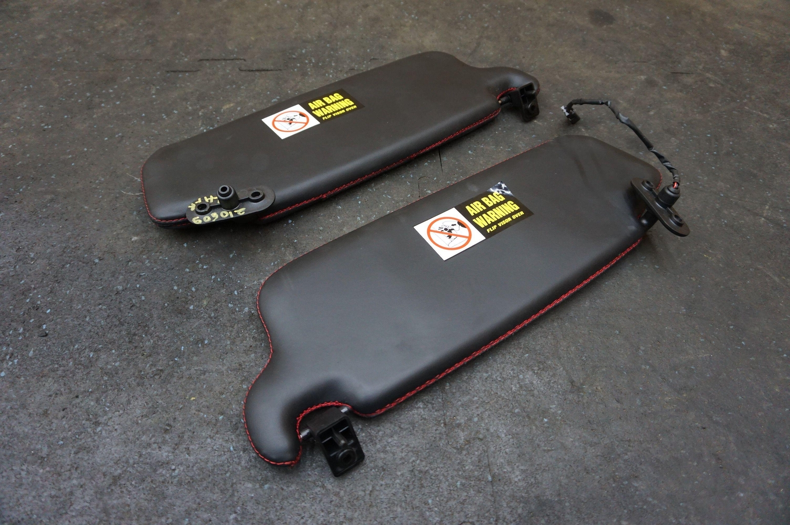 Set 2 Sun Visor Shade Black Red Stitch OEM Ferrari 612 Scaglietti Sessanta