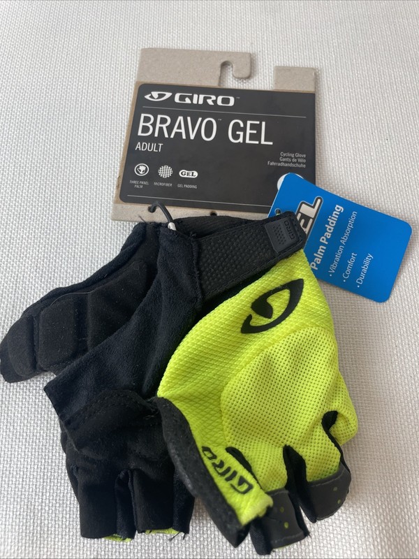 Giro Bravo Gel Fingerless Bike Gloves Adult Small 7 Yellow - New with Tags