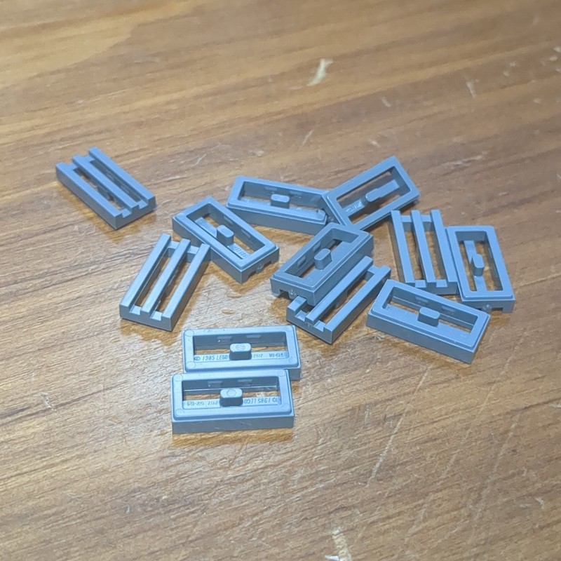 Lego Dark Bluish Gray Tile, Modified 1 x 2 Grille with Bottom Groove - Qty 12
