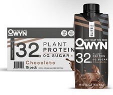 OWYN Pro~Elite 32g Plant Protein Shake Chocolate 11.15 Fl Oz 15 Pack Ex 04/2027