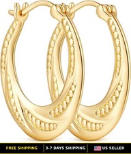 14K Solid Gold Hoop Earrings for Women - Classic Gold Hoops