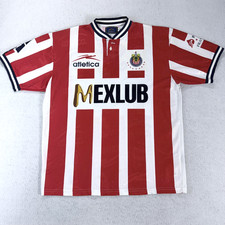 Vintage Deportivo Guadalajara Soccer Jersey Mens Large Red White Atletica 90s