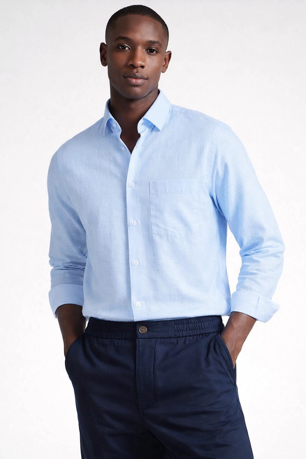 TED BAKER SHIRT NEW MENS SUMMER Long Sleeve regular fit LIGHT BLUE LINEN XL £90