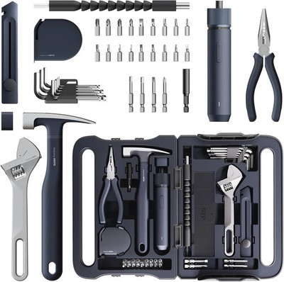 HOTO 40-Piece Tool Kit, Household Essentials Tool Set w/Smart Electric Screwdriv