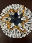 Vintage Murano Style Blue And Amber (Gold) Italian Art Glass Bowl Or Catch all