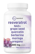 Resveratrol NAD Supplements for Women & Men 3,000mg, 240 Veggie Capsules | NM...