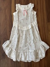 New NOS Vintage 80s Pink Rosebud Print Drop Waist Nightgown Girls Size 3T