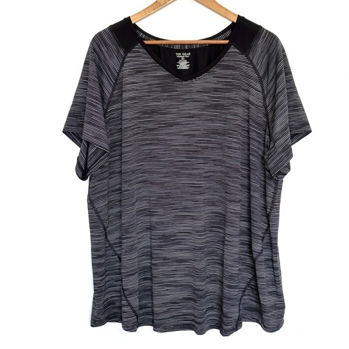 Tek Gear Shirt Damen 3x gestreift Training V-Ausschnitt Kurzarm leicht Oberteil