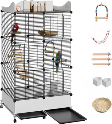Encrypted Bird Cage Large Bird Cages 57-Inch, Top Storage Space, Bottom Splash G