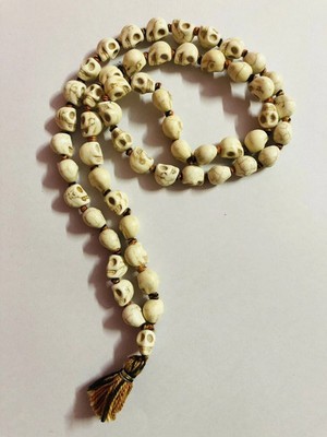 Goddess KALI Nar Mund Mala ROSARY Carved Skull 10mm Prayer Beads FREE SHIP