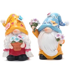 2PCS Spring Gnomes Decorations Flower Gnome Ornaments Decor Gifts Summer Figu...