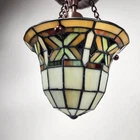 VTG Tiffany Style Ceiling Light Shade Slag Stained Glass Bronze Art Nouveau