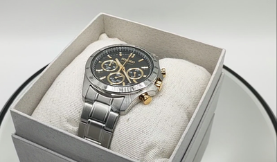 SEIKO 腕時計SELECTION SBTR015 ブラック×ゴールド SEIKO SPIRIT SBTR015 Chronograph Black Gold Waterproof Men's Watch