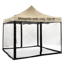 10x10 Gazebo Mosquito Netting for Pop-Up Canopy Tent, Sidewall Screen with Zi...