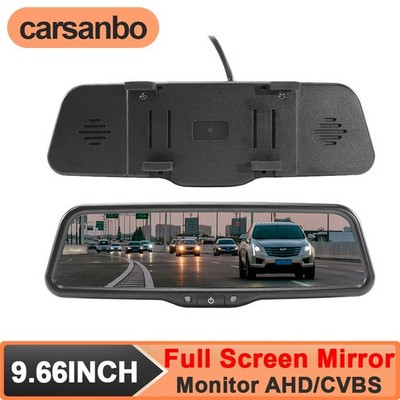 9.66'' Universal Digital Rearview Mirror Monitor Mirror Dashcam 1080P AHD/CVBS
