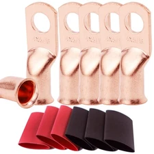 TKDMR 6pcs 4 AWG-5/16 Battery Lugs,Heavy Duty Wire Lugs,Ring Terminals,Batter...