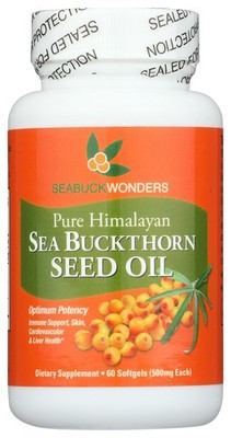 Seabuck Wonders Pure Himalayan Sea Buckthorn Seed Oil 60 Softgels 500Mg