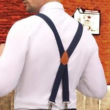 New 4 Hook & Loop Carrier Men's Braces Suspenders Heavy Duty Elasticated X-shape