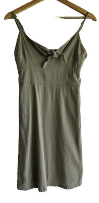Hollister Tie Front Mini Dress Small Sage Green Cotton Linen Blend Cottagecore