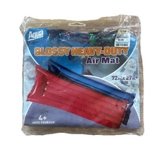 Vintage AQUA 1991 Deluxe Air Mat Pool Float Red  72x27 NOS