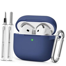 for Come with Cleaner Kit,Soft Silicone AirPods 4 Case 2024 A-Midnight blue
