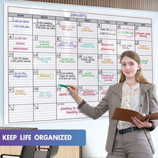 Dry Erase Monthly Extra Large White Board Calendar for Wall, 38" by 50", Jumb...