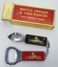 VINTAGE WAR MEMORIAL CANBERRA STAINLESS STEEL JAPAN BOTTLE OPENER & CAN PIERCER