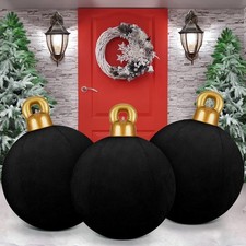 3 Pcs 32 Inch Giant Velvet Christmas Inflatable Balls Ornament Flocked Xmas P...