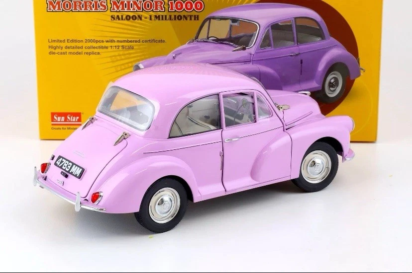 1:12 Sun Star 1960 Morris Minor 1000 Saloon - 1 Millionth Light Purple 4783 - Image 3 of 3