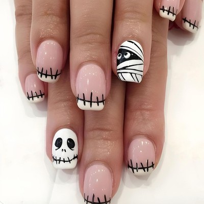 New 24pcs Glossy Long Coffin Fake Nails, Red Blood Droplet Smudged Press On,